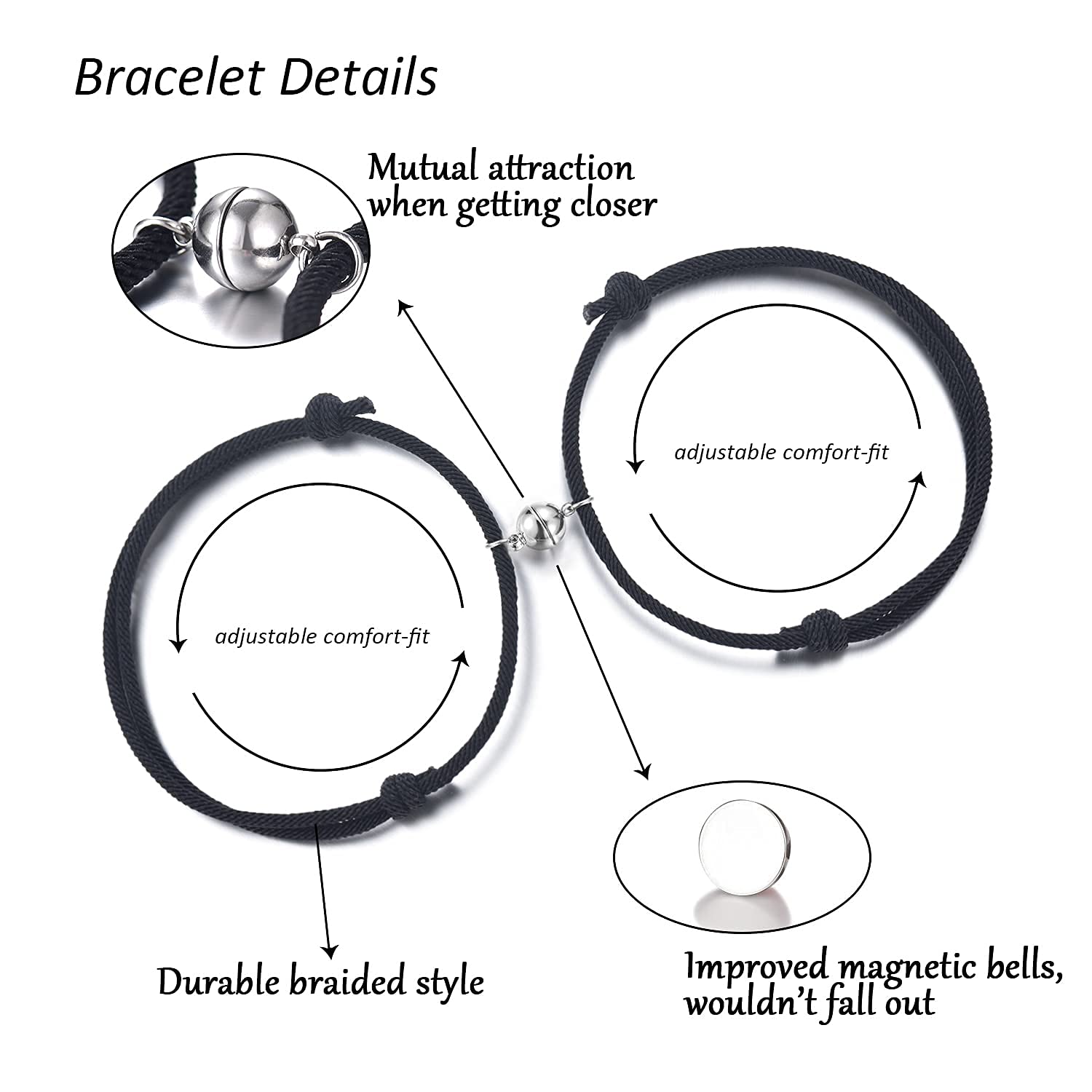 SANNIDHI Couple Bracelets Romantic Magnetic Gift Wrist Braided Rope Bracelet For Men Women Couple Lovers Boyfriend Girlfriend Gift SANNIDHI Couple Bracelets Romantic Magnetic Gift Wrist Braided Rope Bracelet For Men Women Couple Lovers Boyfriend Girlfriend Gift